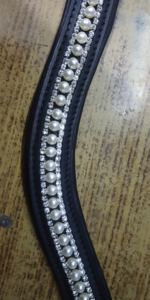 Diadema de Cuero Negro de 3 Hileras con Perlas para Caballo, Calidad de Exportación Personalizada al Mejor Precio - Product Image 5