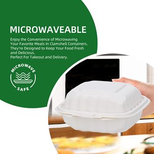 Home Richfull Heavy-Duty Waterproof <b>Plastic</b>-Lined Clamshell Disposable Biodegradable Eco-Friendly Bagasse Leakproof Potato Chips - Product Image 5