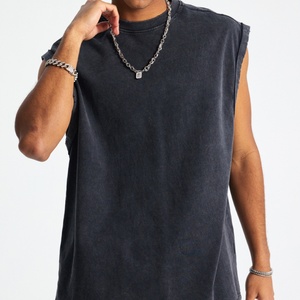 Débardeur en coton uni sans manches pour homme, taille plus, col rond, style décontracté tricoté - Product Image 1