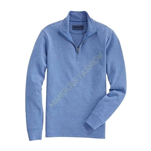 Sweat-shirt ample personnalisable en coton biologique et fibre de bambou, col zippé, coupe confortable, manches longues, capuche haute, respirant, décontracté pour l'hiver - Product Image 1