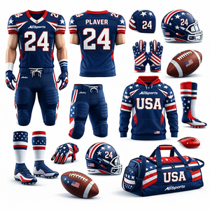 Uniforme de Fútbol Americano Personalizado, Conjunto de Jersey para Adultos, Kits de Equipo Sublimados, Tallas Grandes, Manga Corta, Unisex - Product Image 4