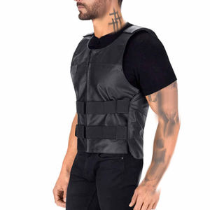 Chaleco de Motocicleta de Cuero Genuino de Alta Calidad al por Mayor con Cierre de Cremallera Impermeable, Estilo Motero, Prenda Exterior de Lona para Hombre - Product Image 2