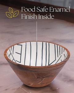 Solid Wood Salad Bowl Set Polished Round <b>Serving</b> Bowl with Wooden <b>Spoon</b> for Wedding Fruit and Home Decor - Product Image 5