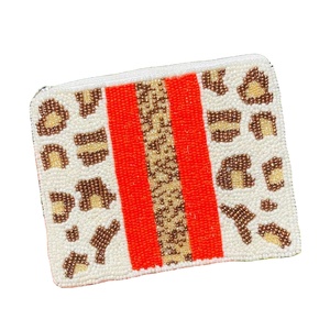 Fully Hand <b>Beaded</b> Vintage Style Girls Key Pattern Multifunctional Soft <b>Large</b> Travel Magnetic Card Coin Purse Jewelry Cotton - Product Image 1