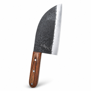 Cuchillo de Cocina Burraq Hecho a Mano de Acero de Damasco con Mango de Madera, Hoja de Punta Caída y Borde Biselado, Grado Industrial OEM, 12 Pulgadas - Product Image 1
