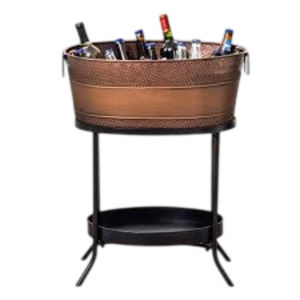 Bac à boissons en métal galvanisé de qualité supérieure sur support avec roulettes, structure en fer, refroidisseur à vin pour événements, en vente - Product Image 4