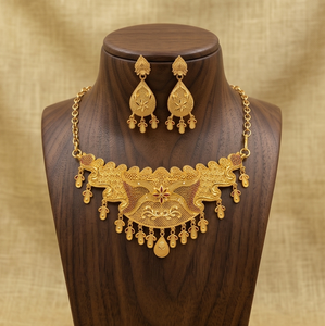 Divyoro Ethnic Gold Plated Classic Orissa Adjustable Length <b>Necklace</b> and Earrings <b>Set</b> Women's <b>Wedding</b> & All Occasions Jewelry - Product Image 2