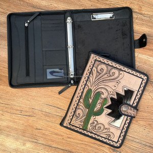 Personalized Cowhide Leather Portfolio <b>Binder</b> <b>3</b> <b>Ring</b> With Zipper for Men Women Refillable Notebook Cover Document Holder Folders - Product Image 2