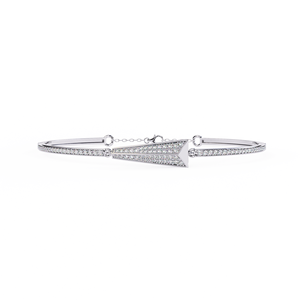 Bracelet en diamant de culture en forme de flèche en or blanc 10k 14k |   Bracelet géométrique serti de diamants |   Vêtements minimalistes pour femmes au quotidien - Product Image 1