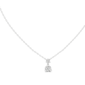 จี้เพชรทรงกลมทองคำขาว 14K สำหรับผู้หญิง |   ชุดลำลองสำหรับใส่ทุกวัน |   เพชรที่เพิ่งเพาะเลี้ยง - Product Image 1