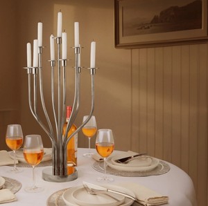 Luxury Silver Stainless Steel 9-Light Candelabra <b>Candle</b> <b>Holder</b> for Wedding Centerpieces, Christmas, Banquet, Hotel & Event Decor - Product Image 4