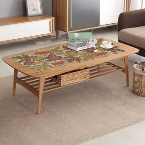 Embroidered Autumn Leaf Table Runner Modern Home Decor Polyester Washable Plant Pattern - Product Image 3