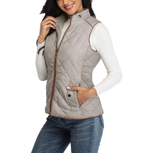 Unisex <b>Quilted</b> Sleeveless <b>Gilet</b> Vest Solid Color Windproof Fleece Autumn Outerwear with Zippered Pockets - Product Image 5
