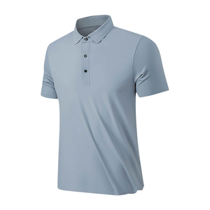 Men's Short Sleeve <b>Polo</b> Shirt Knitted Solid Color Casual Style Quick Dry Regular Fit Gray - Product Image 3