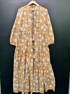 Robe midi décontractée d'été en coton pur à imprimé A-ligne pour femmes, élégante pour le travail et les événements de jour, provenant d'un fournisseur indien - Product Image 2