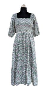 Women's Stylish Sweet Eco-Friendly Voile Cotton Summer <b>Maxi</b> <b>Dress</b> Block Printed Short-Sleeve Indian Party <b>Dress</b> Pleated Design - Product Image 2
