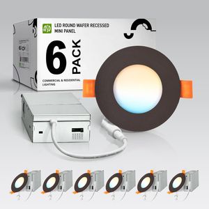 Confezione da 6 Faretti LED da Incasso da 3 Pollici 6W 5 CCT 2700K/5000K CRI90+ con Classificazione IC, Ultra Sottili, Dimmerabili, Commerciali, Senza Scatola (J Box Canless) - Product Image 1