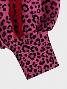 Women's <b>Pink</b> Leopard Print 2 Piece Contrastline Premium <b>Tracksuit</b> Set Cropped Hoodie Casual Streetwear Jogger For Women Wear - Product Image 6