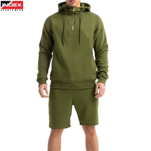 Conjunto de Sudadera con Capucha y Pantalones Cortos para Hombre de Alta Calidad, Ropa Deportiva Cómoda para Gimnasio, Traje Deportivo Transpirable, Diseño Personalizado - Product Image 1