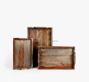 Plateau élégant en bois de manguier avec surface lisse idéal pour servir du thé au café ou pour organiser des essentiels personnels - Product Image 1