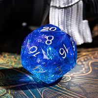 Dés à Jouer D&D D20 en Résine Multicolore Violet et Bleu, 1 Pièce, Écologique, Bords Tranchants, Inclusions de Feuille Scintillante, Faits à la Main pour Jeux de Rôle