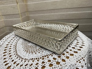 Luxury Silver Iron Decorative Serving Tray Rectangle Metal Display Tray Vanity Organizer Table Centerpiece Wedding Gift <b>Home</b> Use - Product Image 3