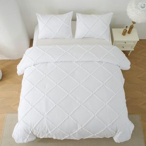 Set Copripiumino Super King 3 Pezzi, Collezione Biancheria da Letto Boho Trapuntata, 1 Piumino Alternativo alla Piuma d'Oca, 2 Federe Bianche per Uso Domestico - Product Image 4