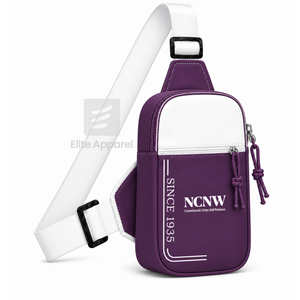 Riñonera Personalizada del Consejo NCNW con Logotipo Bordado en la Parte Delantera, Cierre de Cremallera Morado y Blanco, Uso Diario Informal para Mujer - Product Image 2
