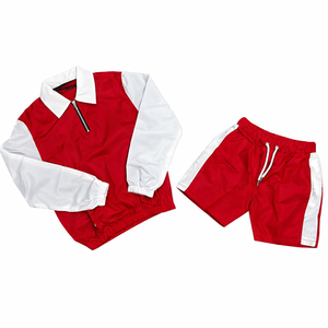 Conjunto Deportivo Unisex Morado y Blanco con Bloques de Color, Chaqueta de Manga Larga con Cierre de Cremallera, Pantalones Cortos, Secado Rápido, Estilo Deportivo, Ropa de Verano para Adultos - Product Image 5