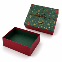 Boîte cadeau de Noël personnalisée, rouge et verte, en papier rigide avec couvercle, boîte cadeau de Noël en gros