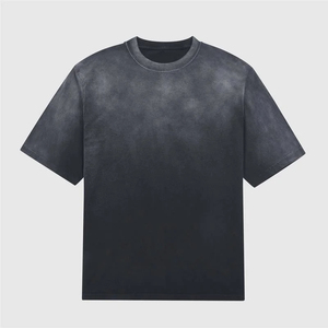 Men's O-Neck Short Sleeve <b>Tie</b>-Dye T-Shirt Regular Fit Casual Blue <b>Knitted</b> 100% Cotton Solid Pattern - Product Image 2