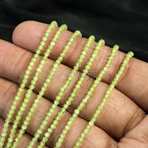 Peridoto natural microfacetado, cuentas redondas de 2 mm, peridoto con corte de diamante, cuentas de piedras preciosas sueltas facetadas para la fabricación de joyería. - Product Image 3