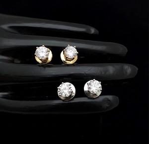 Gold and <b>Silver</b> Plated Round Cubic Zirconia Crystal <b>Stud</b> <b>Earrings</b> with Screw Back <b>for</b> <b>Women</b> - Product Image 1