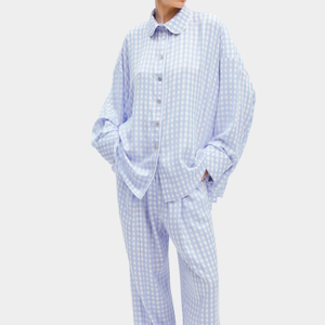 Conjunto de pijama a cuadros navideños para mujer, ropa de dormir de algodón popelín de manga larga, conjunto de ropa de dormir a cuadros para vacaciones y hogar - Product Image 3