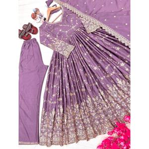 Designer Women's Fancy Anarkali Gown Dupatta & Bottom for Party Wear <b>Suit</b> Sets - Product Image 2