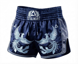 Shorts d'entraînement Muay Thai MMA Stalwart, rouge, noir, blanc, motif géométrique, polyester, coton, durable, toutes saisons - Product Image 5