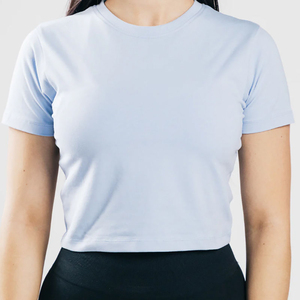 เสื้อยืดผู้หญิงปี 2026 ระบายอากาศได้ดี เสื้อยืดผู้หญิงใหม่ ผ้าฝ้าย 100% คอทรงโอ แขนสั้น พิมพ์ลาย เสื้อยืดผู้หญิง พร้อมรับผลิตแบบ OEM - Product Image 3