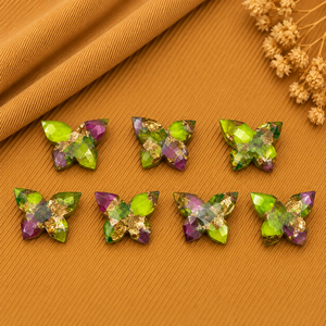 Perles de pierres précieuses facettées en turquoise cuivrée vert néon et violet papillon 14x10mm pour la fabrication de bijoux, fournitures en gros - Product Image 2