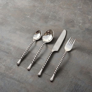 Ensemble de couverts de table en acier inoxydable à manche antique noir Couverts en métal durable Poignée en acier pour les fêtes-Fourchette Cuillère Couteau - Product Image 1