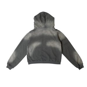 Sudadera con Capucha y Cremallera para Hombre, Teñido Degradado, Algodón Negro, Felpa Francesa, Estilo Casual de Otoño, Corte Regular, Bolsillo Frontal con Logotipo - Product Image 2