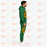 Set Hoodie dan Jogger Hijau Pria dengan Cetakan Tanpa Alasan, Tracksuit Kasual 2 Potong, Sweatshirt dan Celana, Pakaian Musim Gugur, setelan olahraga untuk Pria