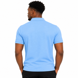 Camiseta Polo Azul Cielo Personalizada para Hombre, 100% Algodón Pique, Manga Corta, Camiseta Polo de Golf, OEM, ODM, Marca Privada - Product Image 6