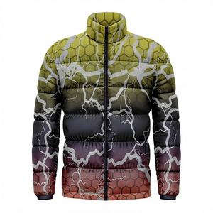 Chaqueta Acolchada de Invierno para Hombre con Logotipo Personalizado, Diseño 3D con Gráficos de Rayos, Talla Grande - Product Image 1