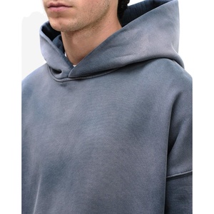 Sweat-shirt à capuche délavé à l'acide 480 GSM en molleton de coton, coupe oversize, style streetwear vintage, personnalisable OEM, marque privée, fabrication en usine - Product Image 4