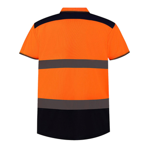 เสื้อโปโลนิรภัยสะท้อนแสงสำหรับผู้ชาย แขนสั้นสองสี ชุดทำงานแบบมองเห็นได้ชัดเจน รับผลิตตามแบบ (OEM) ขายส่ง - Product Image 4