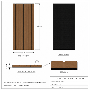 Panel Tambour de Madera Maciza Moderna, Revestimiento Flexible para Muebles de Cocina, Acabado Natural, Diseño de Madera, Panel Flexible de Madera Maciza - Product Image 2