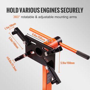 Supporto Girevole in Ghisa da 3/8 Tonnellate (750 Libbre) per Sollevatore Motore con Testa Regolabile a 360° e 4 Ruote - Strumento per Riparazione Auto - Product Image 3