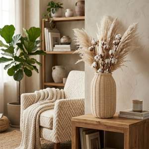 Cesta redonda de ratán, florero artesanal de 8 pulgadas - Product Image 3