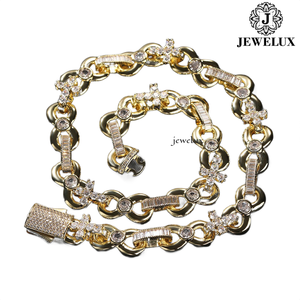 Collier ras du cou en argent 925 de haute qualité avec moissanite, chaîne à maillons plaquée rhodium, design couronne de luxe, bijoux unisexes pour soirée, pour l'exportation - Product Image 5