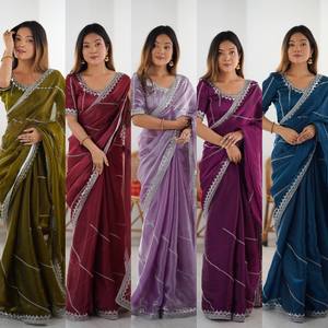 Sari Elegante con Brillo para Ocasiones Especiales, Sari de Diseño con Brillo de Ensueño, Sari de Lujo con Brillo para Celebraciones, Bordado con Lentejuelas y Peiping - Product Image 6